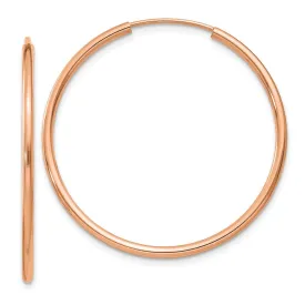 1.5mm x 32mm 14k Rose Gold Polished Endless Tube Hoop Earrings