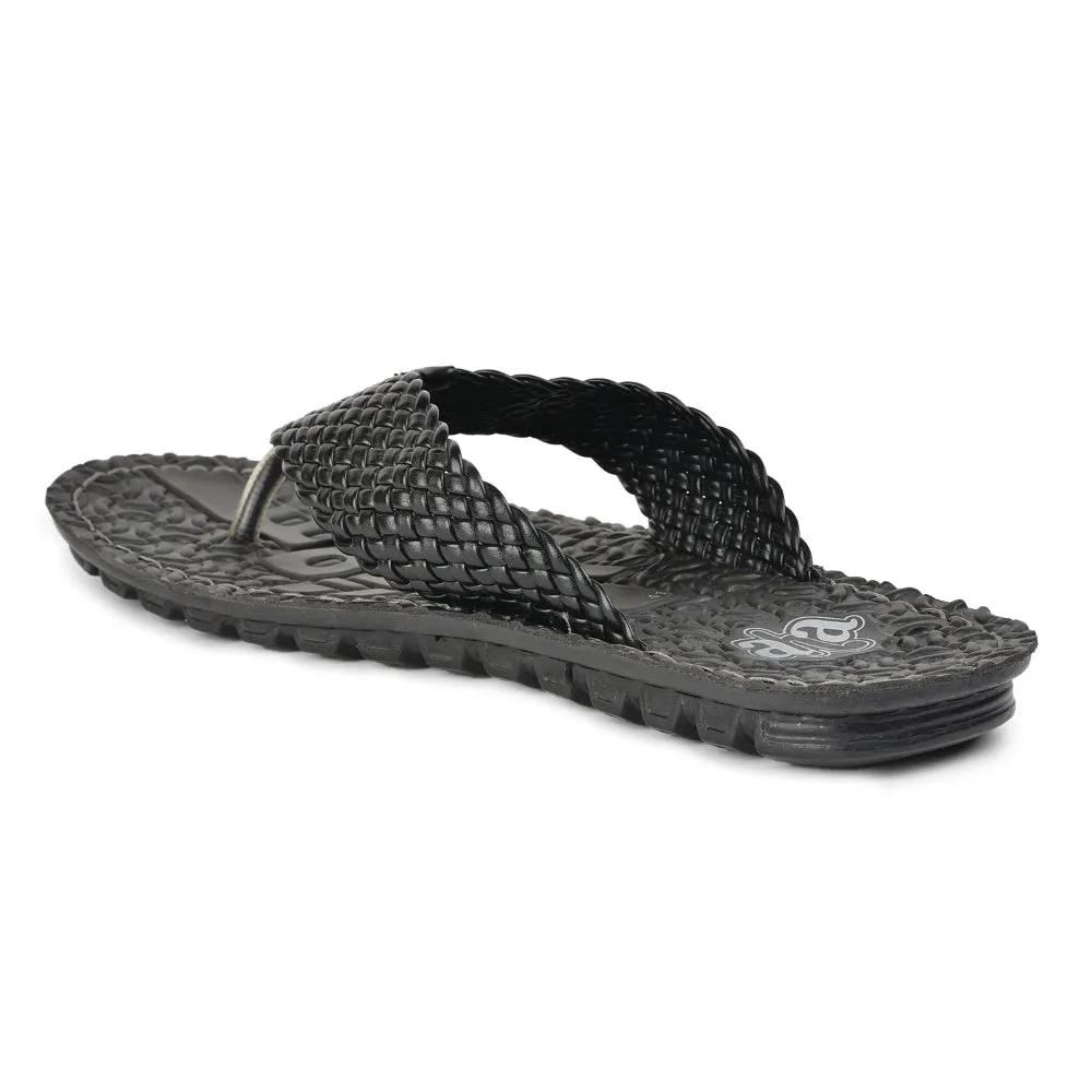 A-HA By Liberty Casual Black Slipper For Men 2137-39