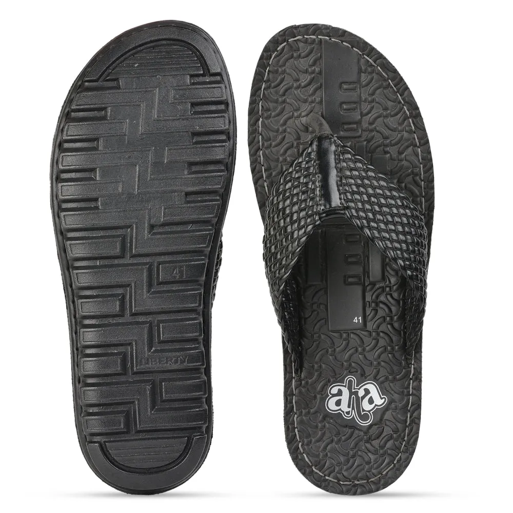 A-HA By Liberty Casual Black Slipper For Men 2137-39