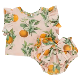 Abigail 2-Piece Set | Pink Botanicals Oranges