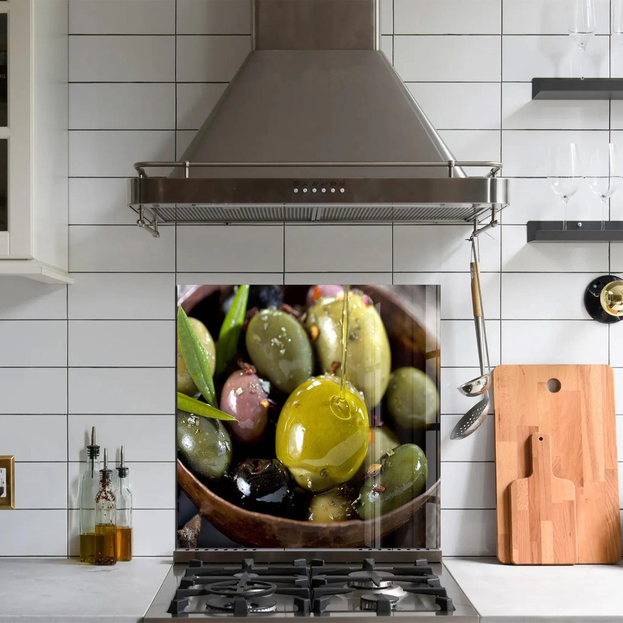 Aegean Olives | Glass Printed Backsplash for your Kitchen