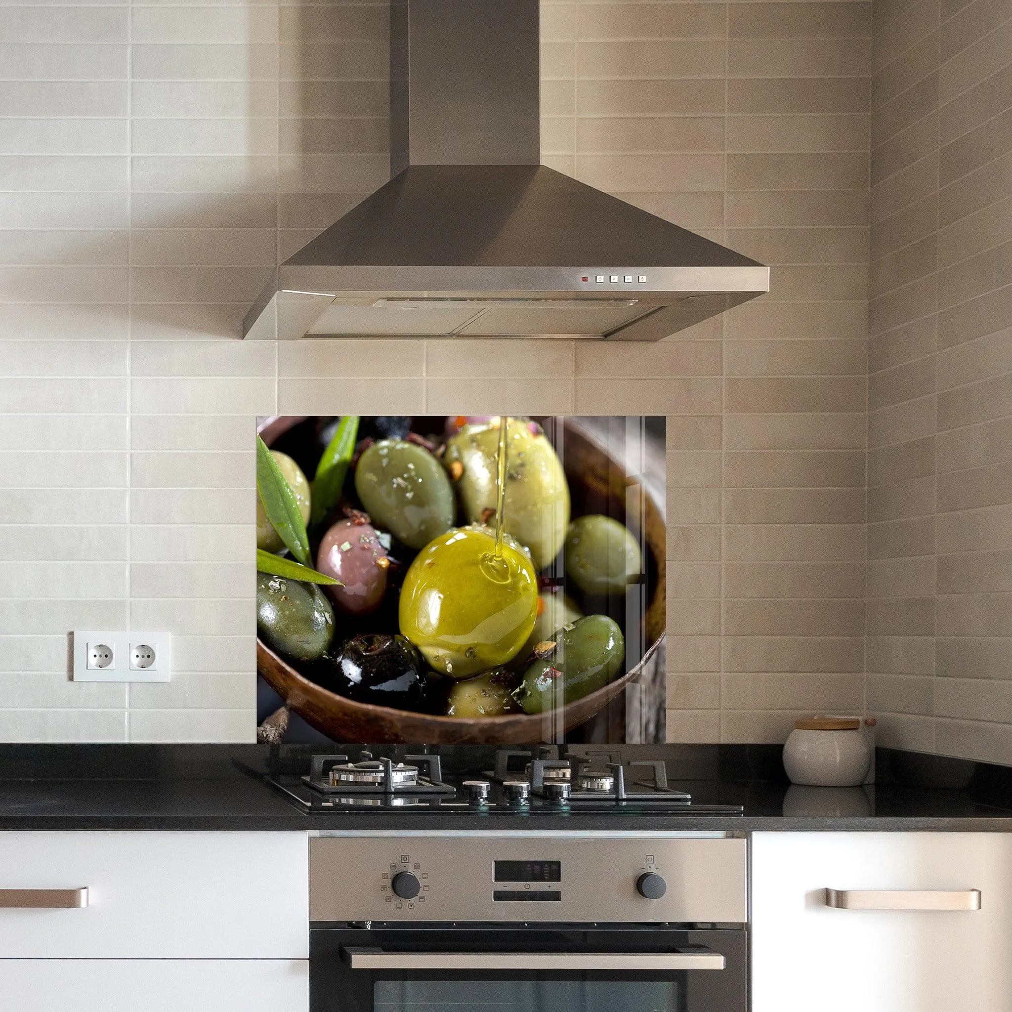 Aegean Olives | Glass Printed Backsplash for your Kitchen