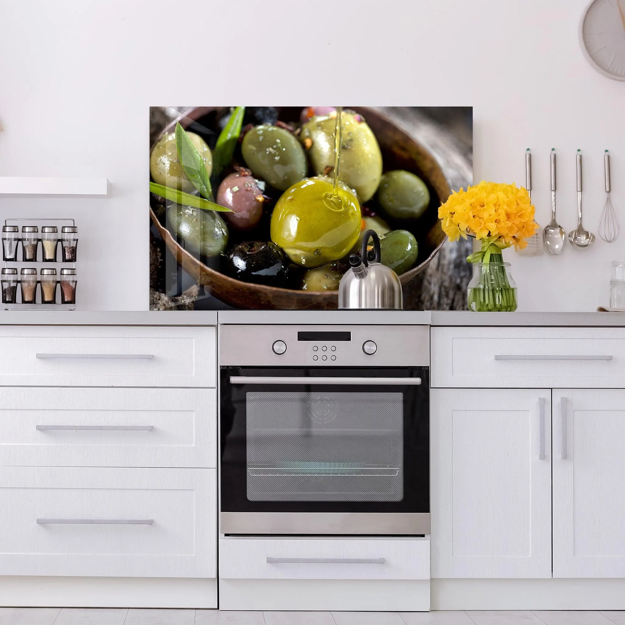 Aegean Olives | Glass Printed Backsplash for your Kitchen