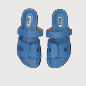 Bibi Lou Minty Azul Denim Leather Flat Sandals