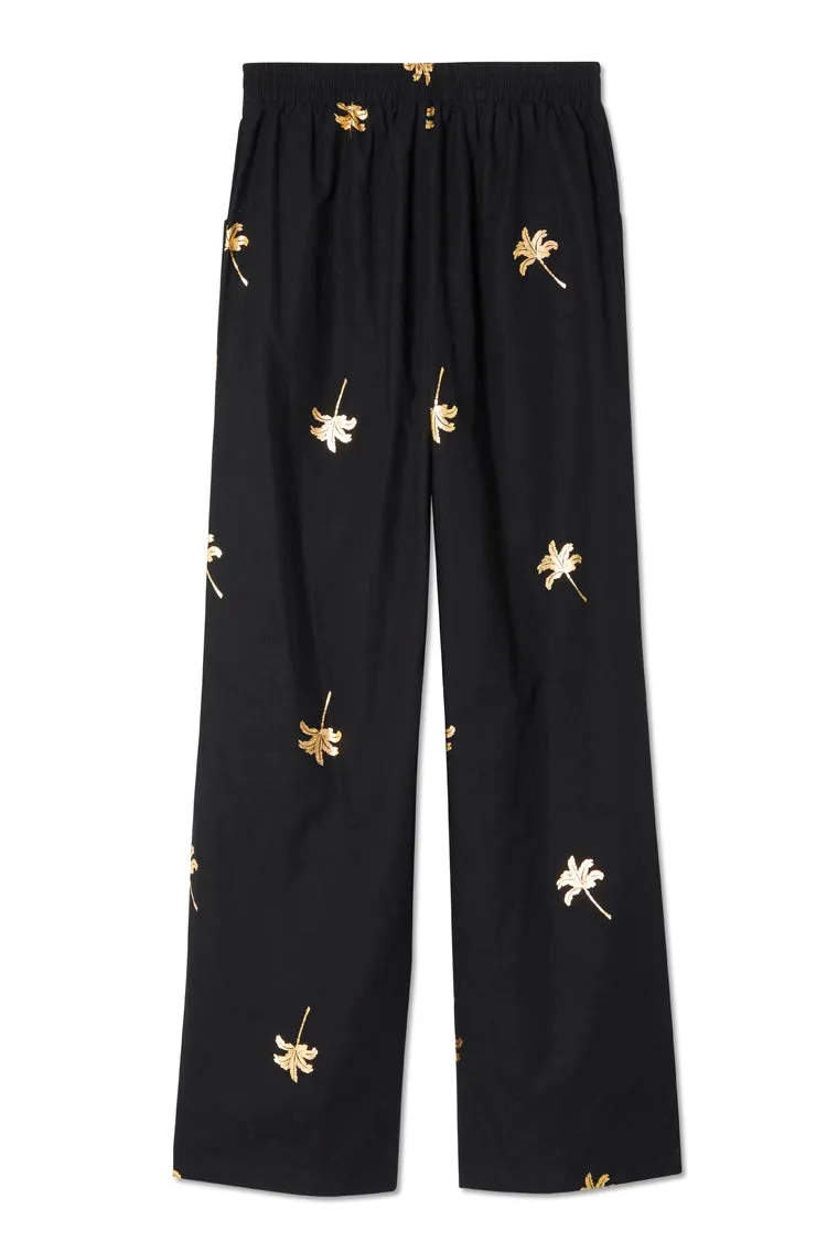 Black with Gold Palm Fleck Trousers