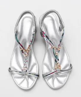 Bohemian Wedge Sandals - SILVER