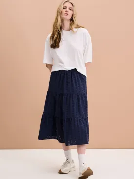 Carmellite Tiered Skirt in Navy