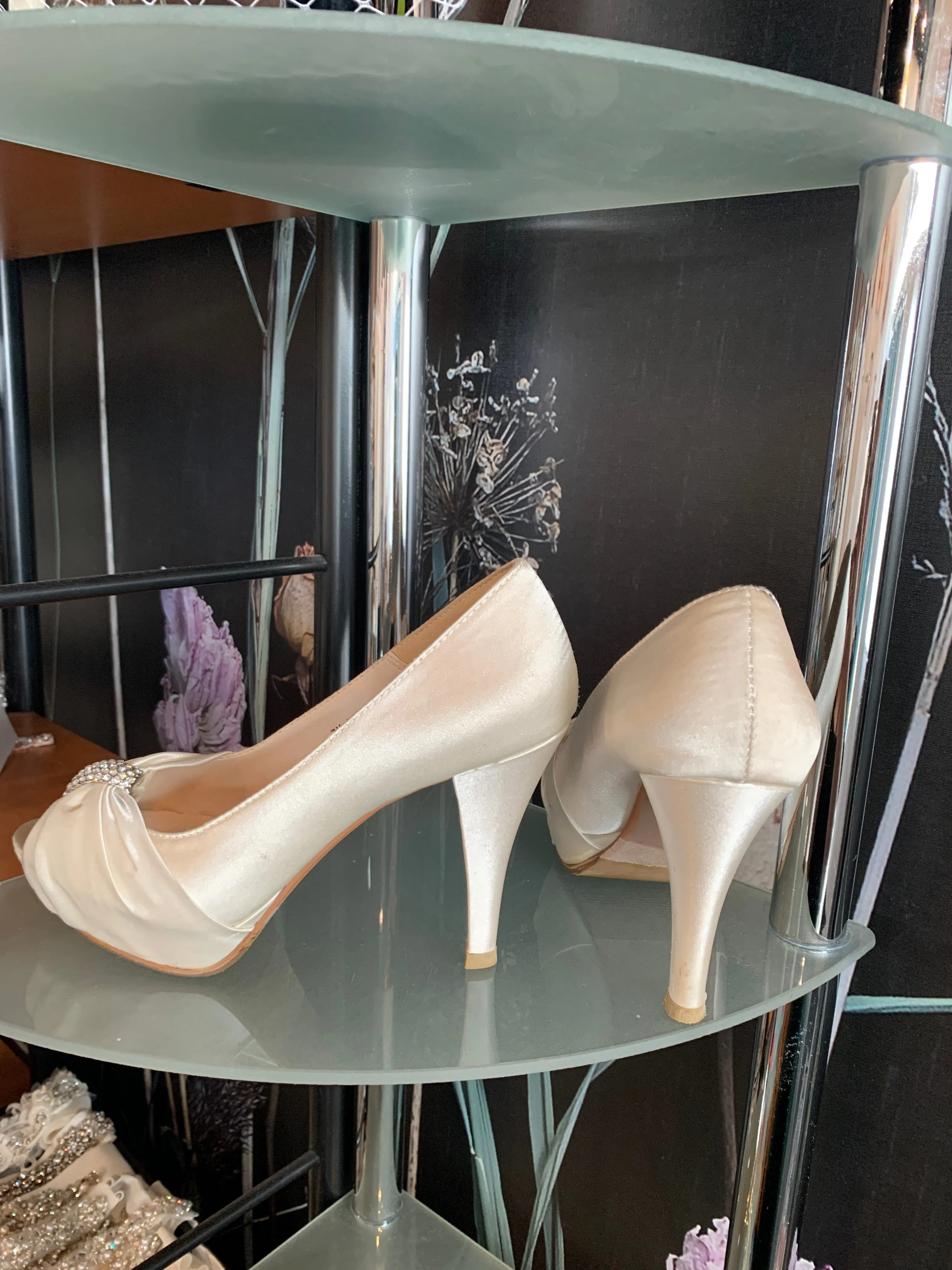 David's Bridal Satin and Gem Shoes