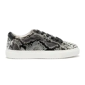 Hoxton - Grey Snakeprint Leather Trainers