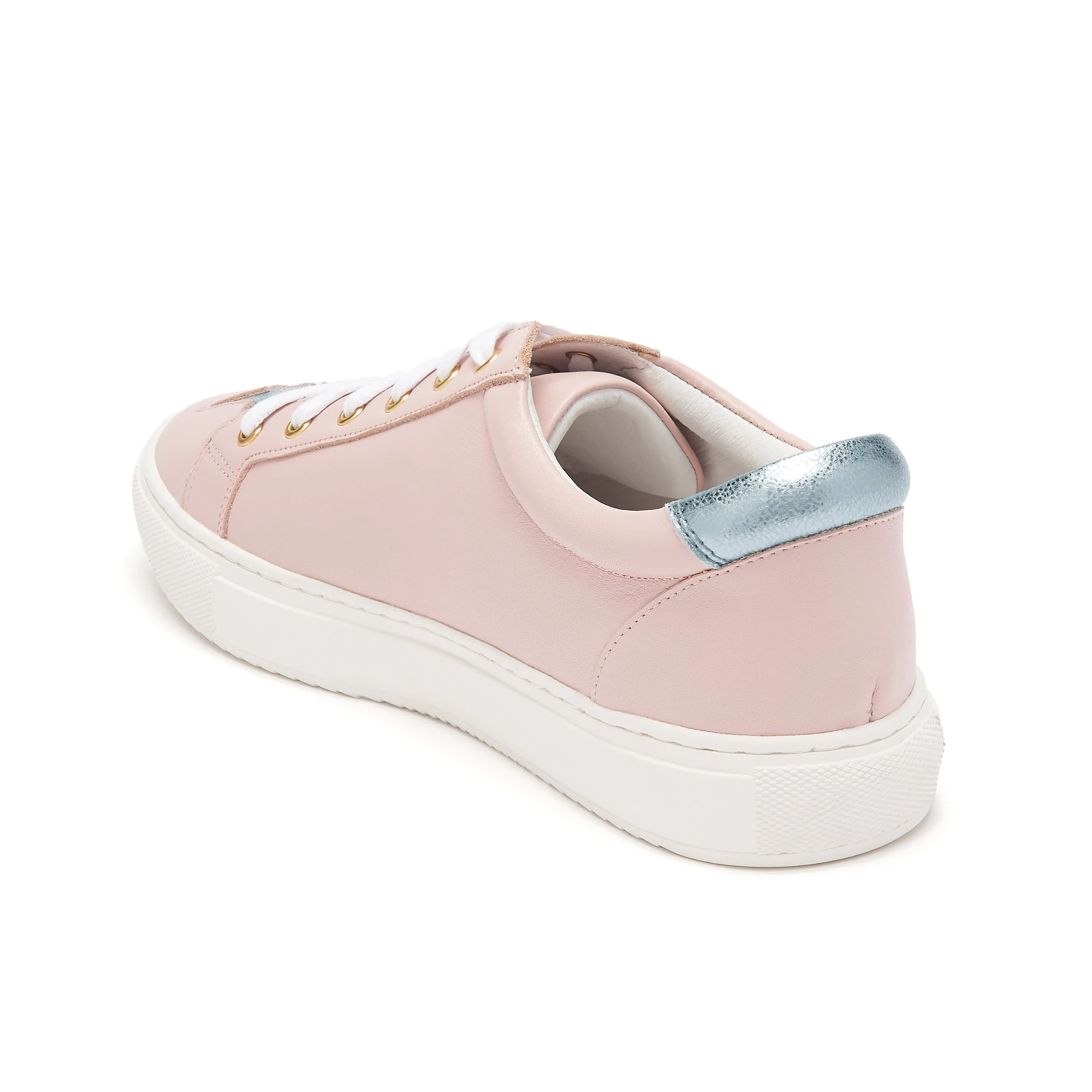 Hoxton - Pastel Pink with Blue Stars Leather Trainers