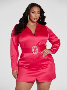 Janelle Belted Satin Dress