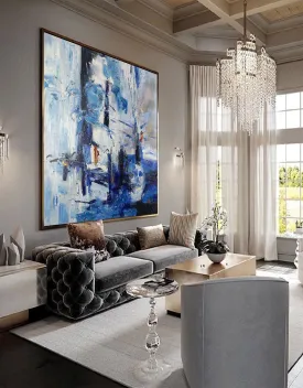 Large Blue White Abstract Painting Bedroom Art Paintings Dp115