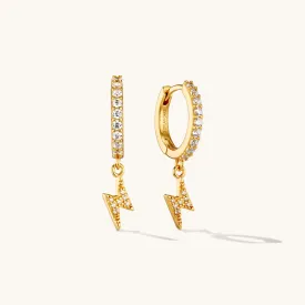 Lightning Drop Hoop Earrings Gold