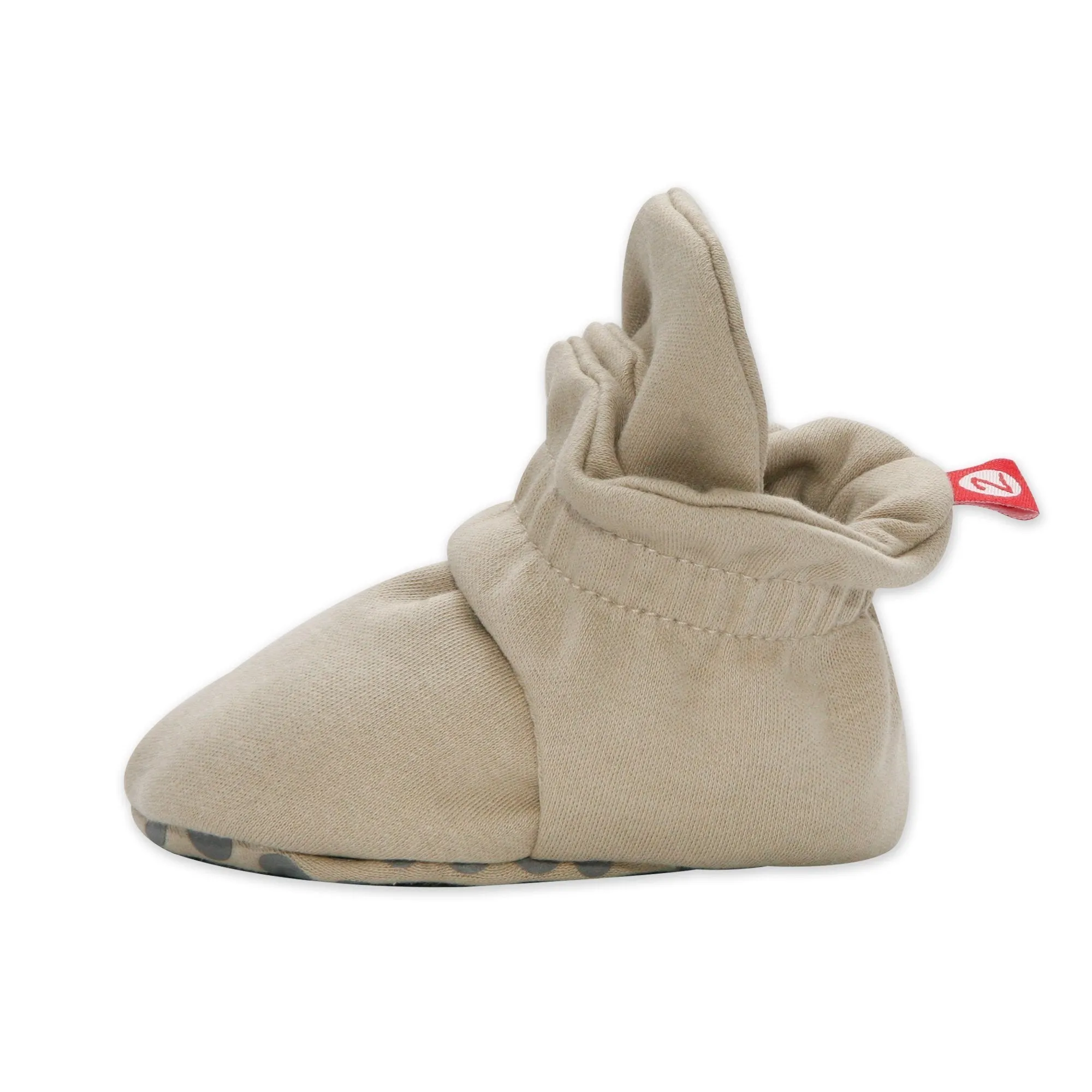 Organic Cotton Gripper Baby Bootie - Khaki