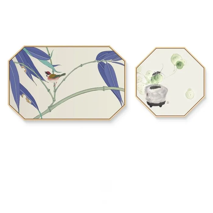 Oriental Birds Wall Art - Matching Set of 2