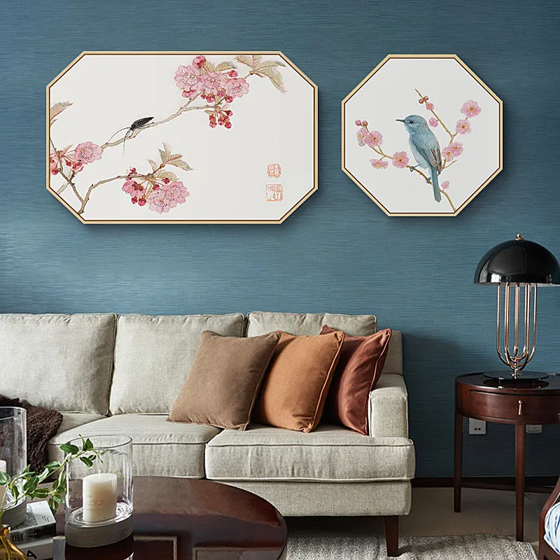 Oriental Birds Wall Art - Matching Set of 2