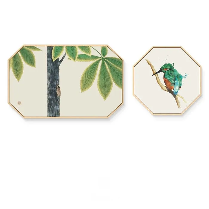 Oriental Birds Wall Art - Matching Set of 2