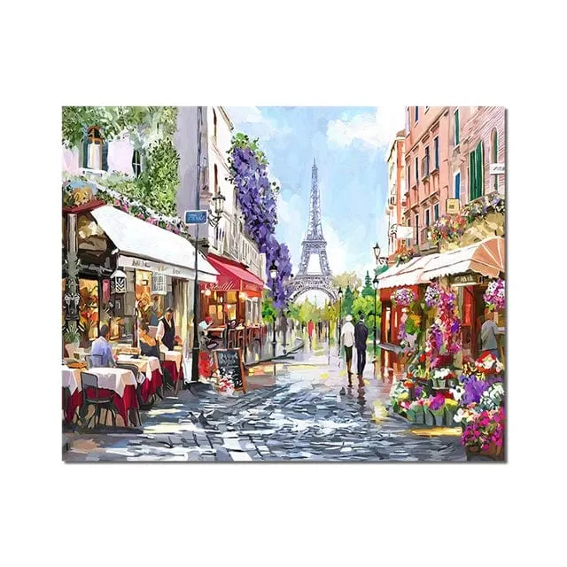 Paris Streets Aesthetic Oil Painting Modern City Landscape Canvas Print