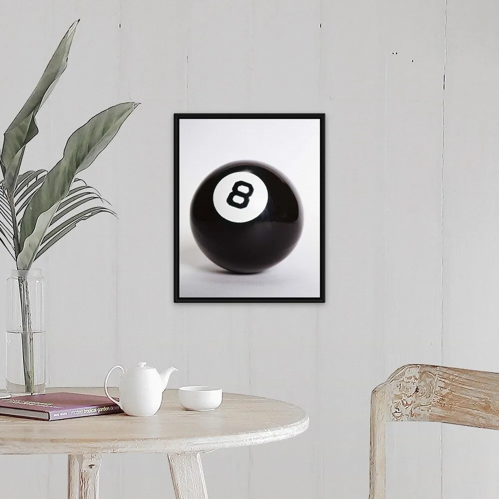 "1970's Pool Billiard Ball Eight Ball" Black Float Frame Canvas Art - Multi