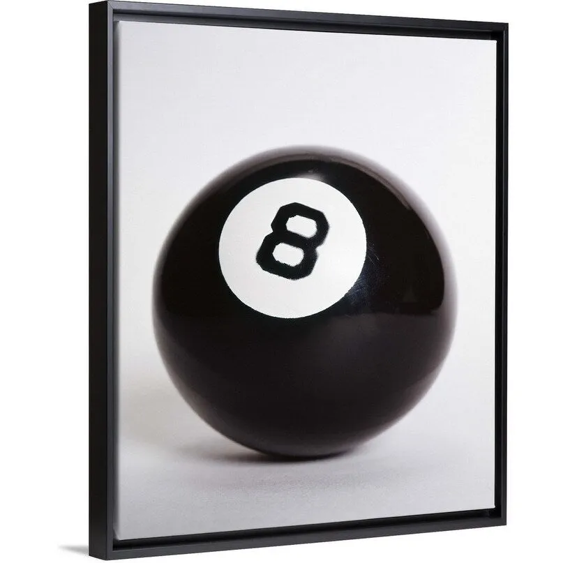 "1970's Pool Billiard Ball Eight Ball" Black Float Frame Canvas Art - Multi