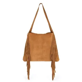 Siena: Tan Suede Fringed Bag