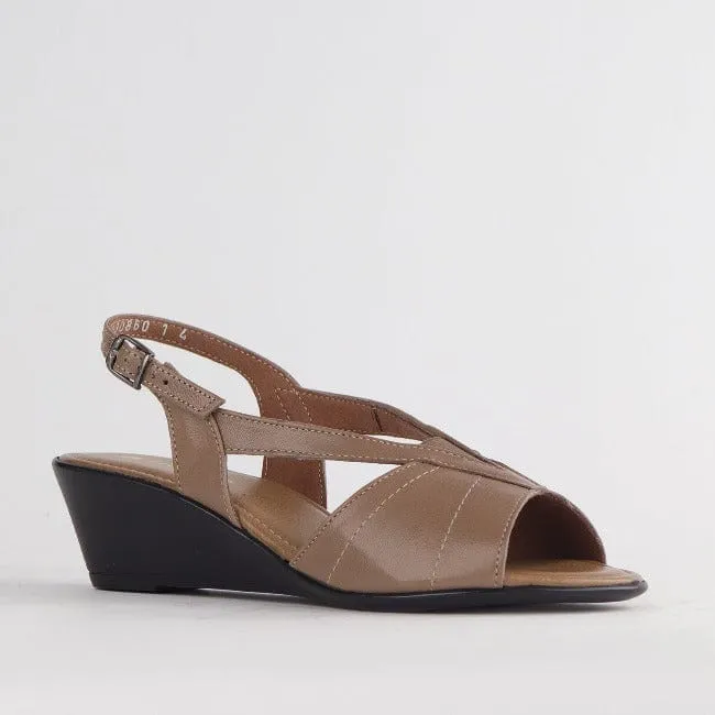 Slingback Wedge Sandal in Stone - 12393