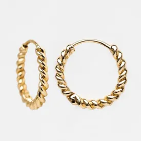 Solid Gold Twisted Huggie Hoops