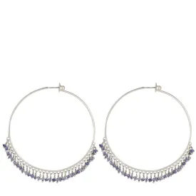 Sterling Silver Large Iolite Endless Hoop Earrings