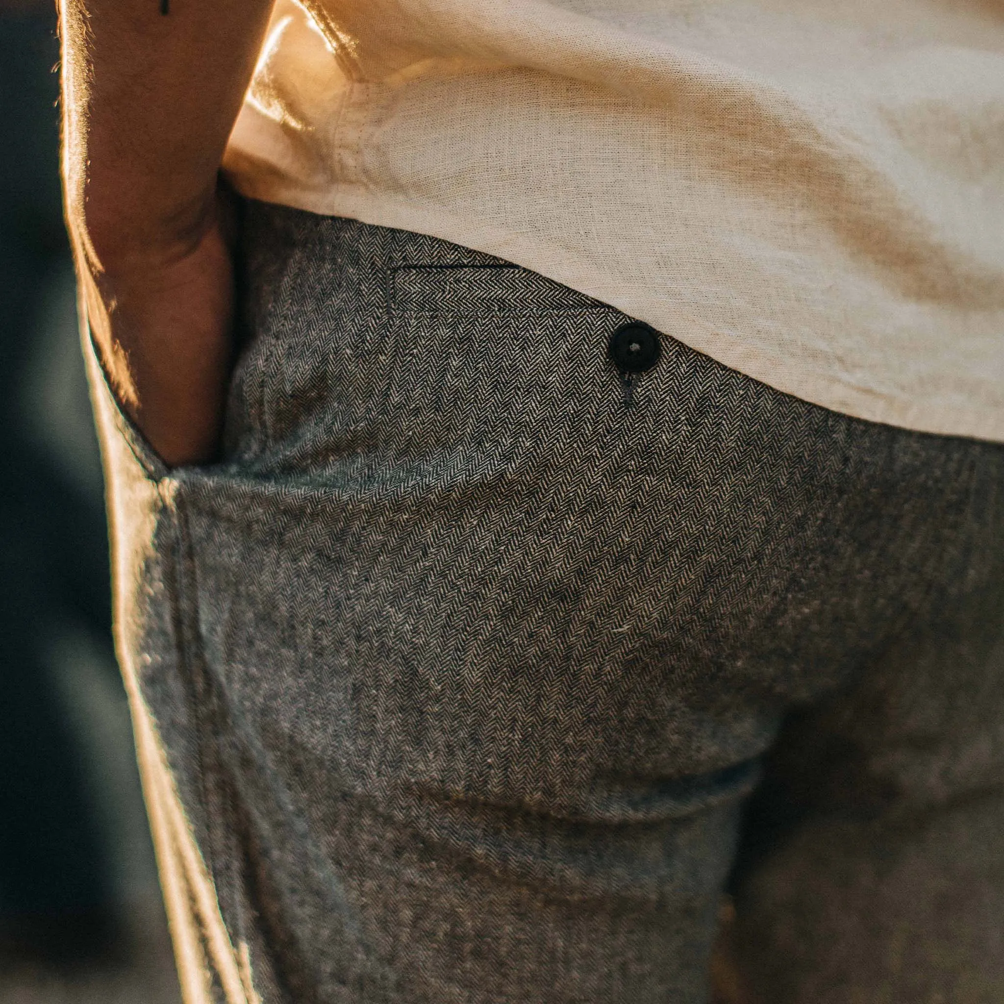 The Easy Pant in Charcoal Herringbone